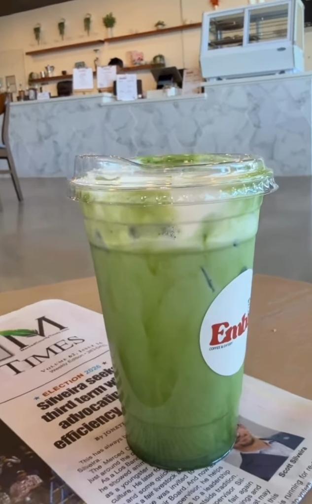 Strawberry matcha drink